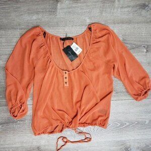 Patterson J. Kincaid Sophia NWT Tunic sheer Orange cover up long sleeve Size S